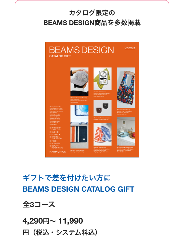 カタログ限定の
BEAMS DESIGN商品を多数掲載
