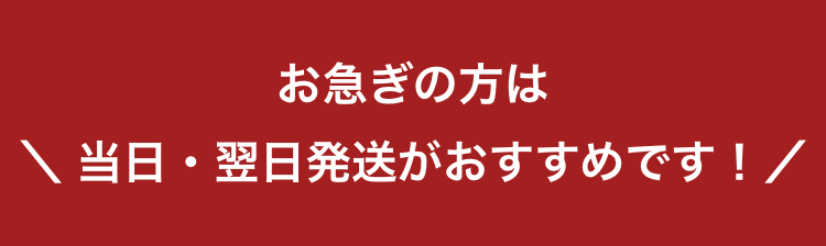 お急ぎの方は当日・翌日発送がおすすめです！／